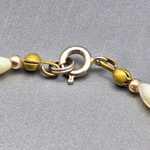 VTG MOP Rice Beaded Anklet Bracelet 8.75" Gold Plated Spacers Spring Ring Clasp - Picture 5 of 8